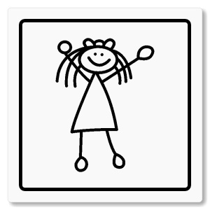 WC dívky, 100x100mm, bílá, Arizona